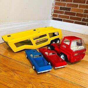 Vintage 1970's Mighty Tonka Pressed Steel 34" Car Carrier Transporter #3991